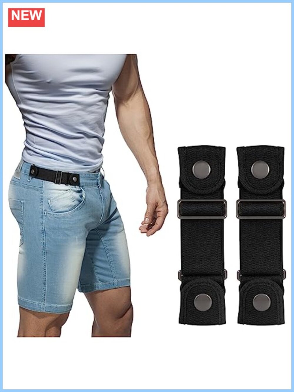 No Buckle Elastic Stretch Belt Invisible Adjustable Side Belt for Men Women
